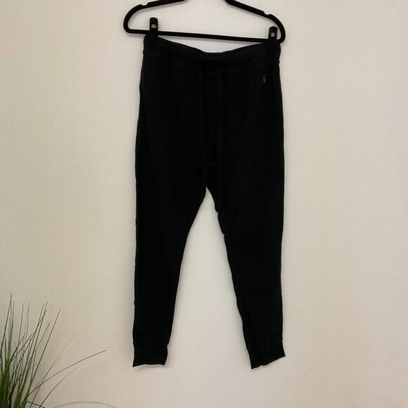 Polo Ralph Lauren Pull-On Jogger Sweatpants Drawstring Waist Size L Black - Picture 1 of 3